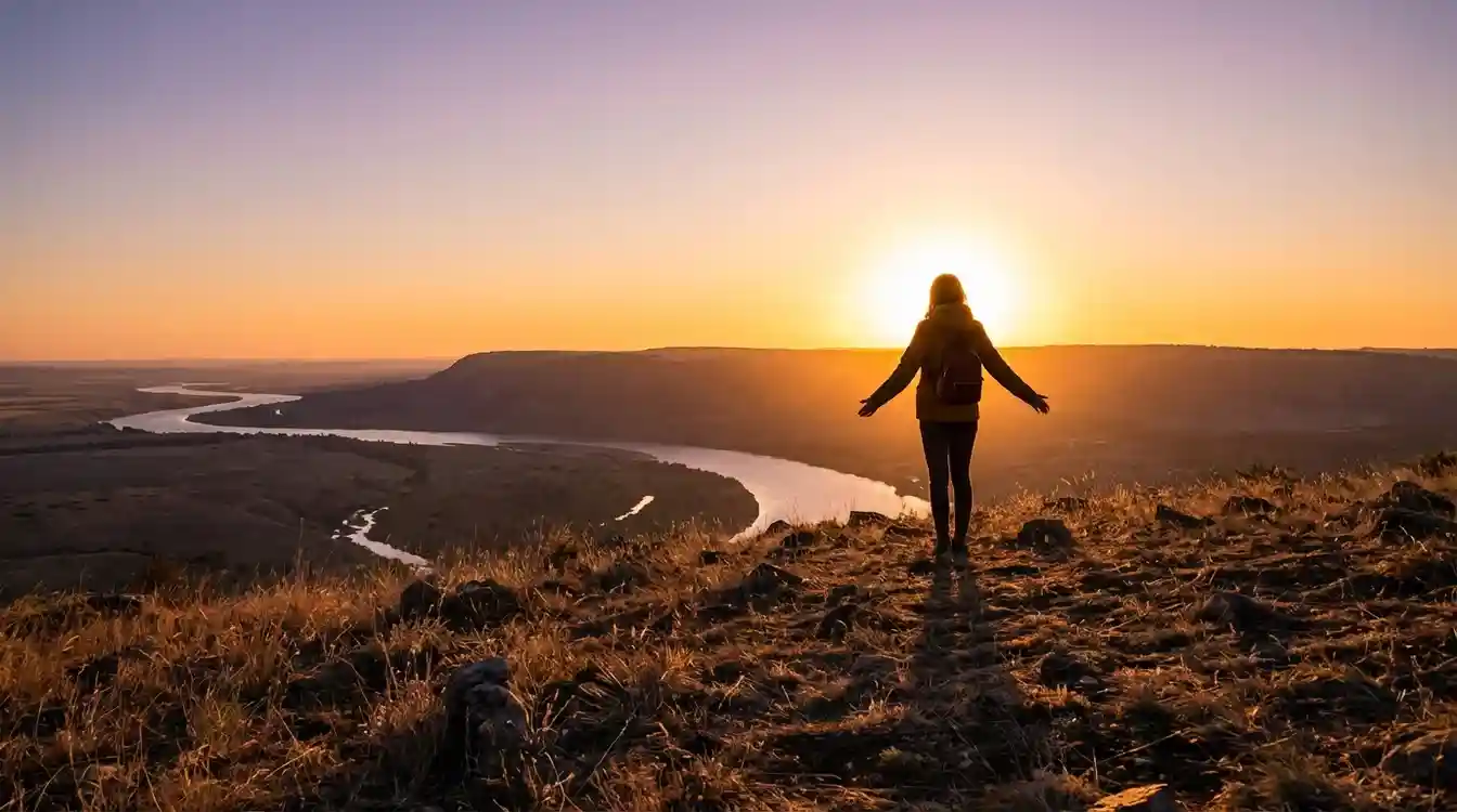 Pessoa olhando para o horizonte com express&atilde;o esperan&ccedil;osa