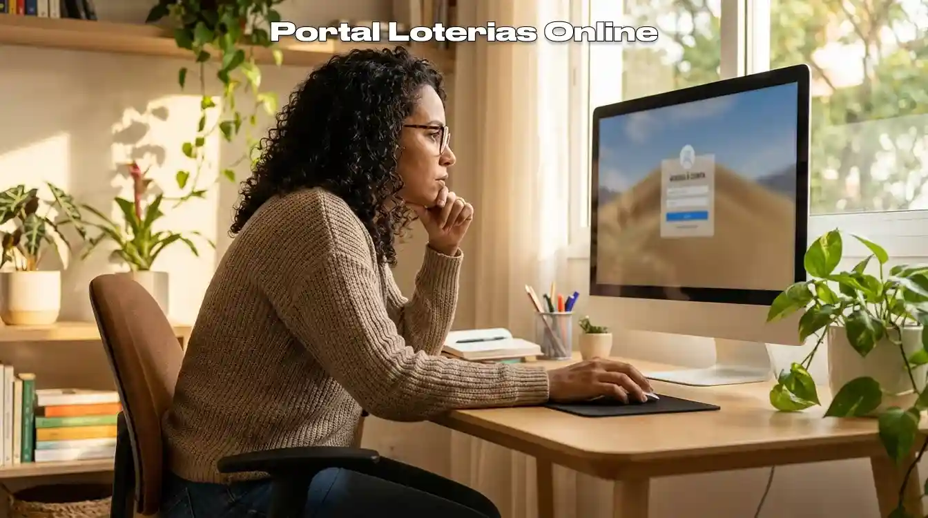 Pessoa acessando portal de loterias em computador
