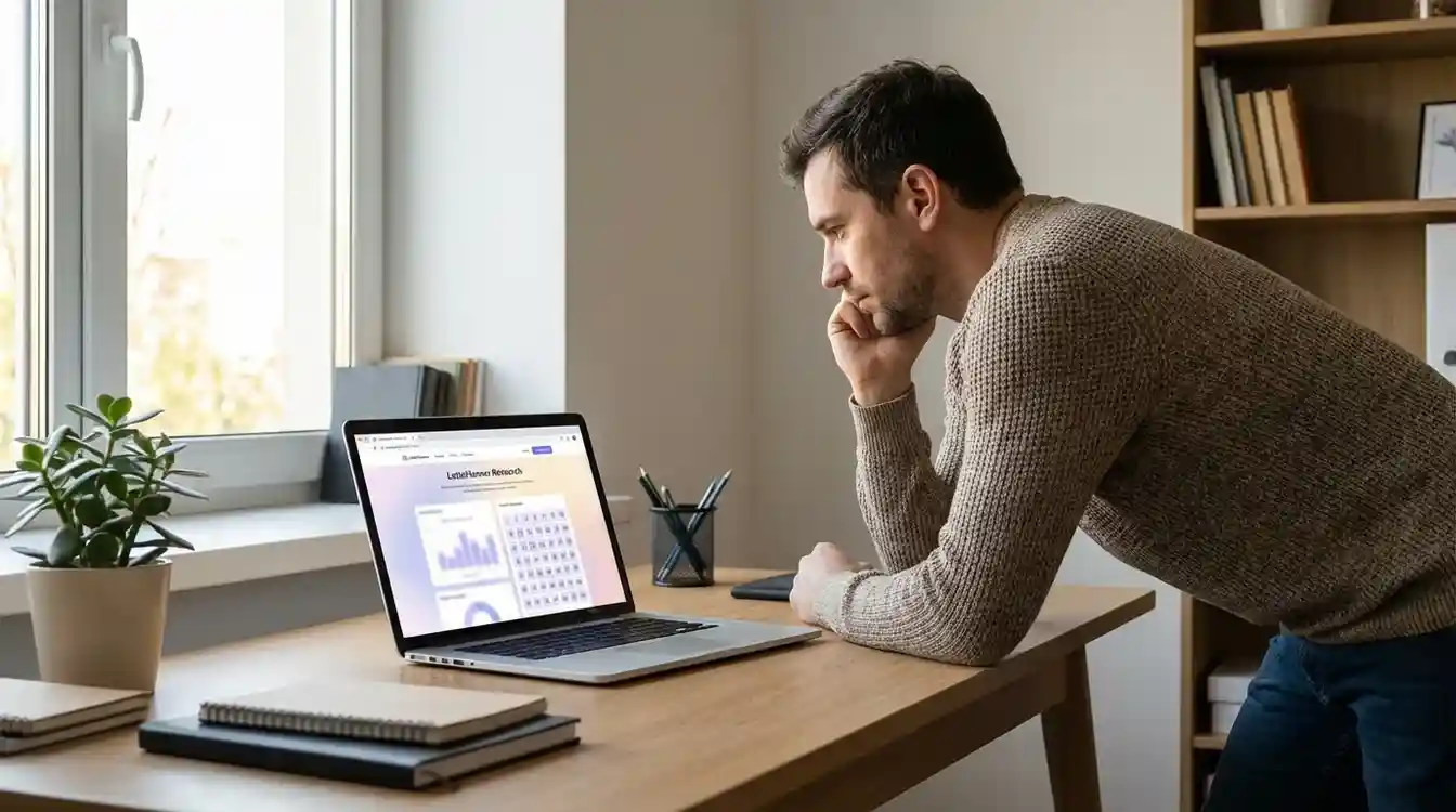 Pessoa utilizando computador para planejar apostas de loteria