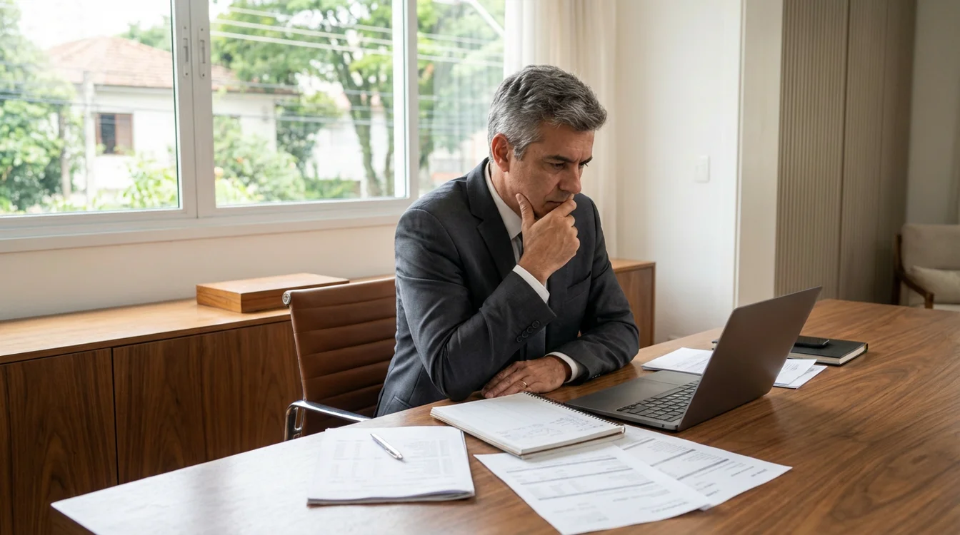 Pessoa analisando valores em documentos financeiros