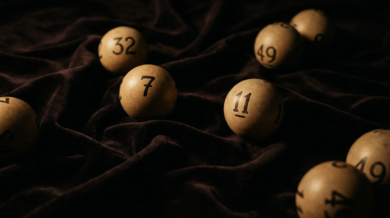 Bolas de loteria com n&uacute;meros pouco sorteados em composi&ccedil;&atilde;o art&iacute;stica
