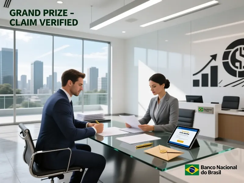 Cliente sendo atendido em ag&ecirc;ncia banc&aacute;ria para resgate de pr&ecirc;mio de loteria